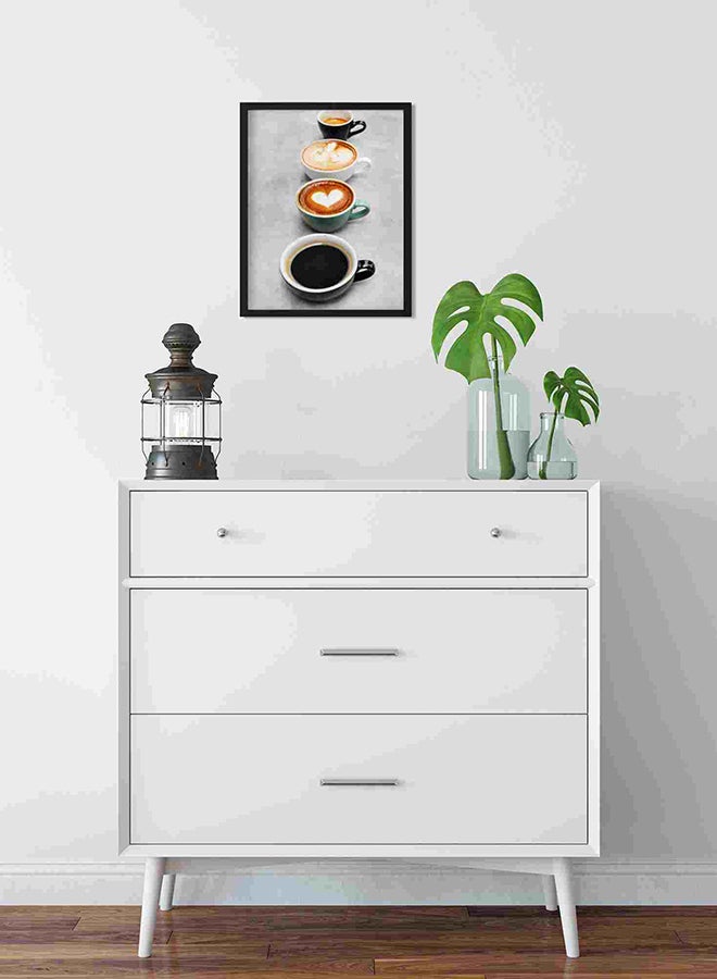 LOWHA Four Assorted Color Mugs Filled With Coffee Wall Art Painting Multicolour 32x22x2centimeter - Image 2