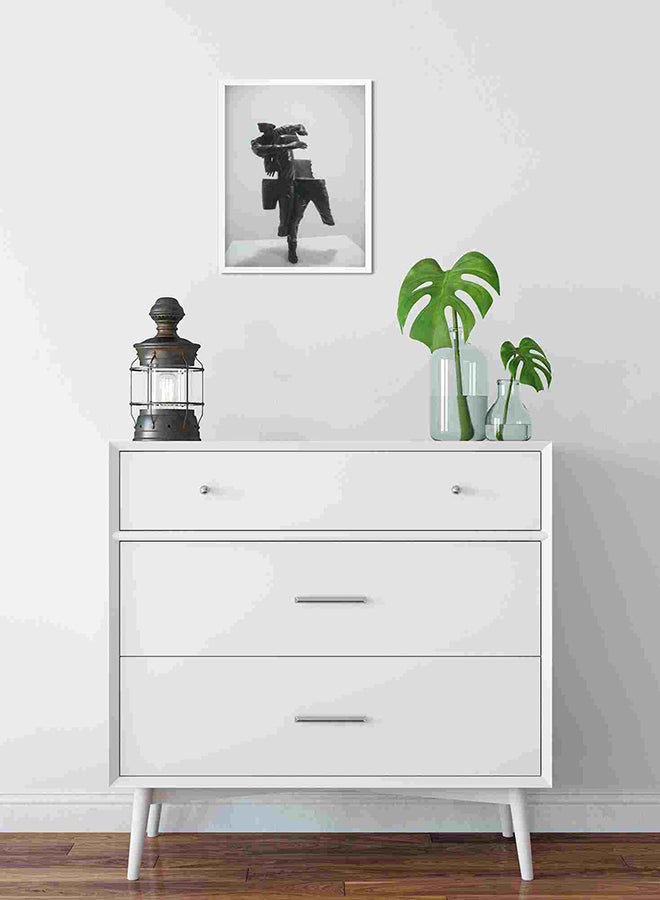 لوحة فنية لديكور الحائط بطبعة تمثال صغير باللون الرمادي متعدد الألوان 32x22x2سم - Image 2