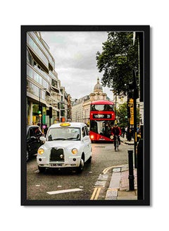 LOWHA White Vehicle Travelling On Road Wall Art Painting Multicolour 32x22x2cm  - Image 1