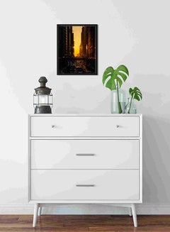 LOWHA Vehicles Passing On Road Between High Rise Building Wall Art Painting Multicolour 32x22x2cm  - Image 2