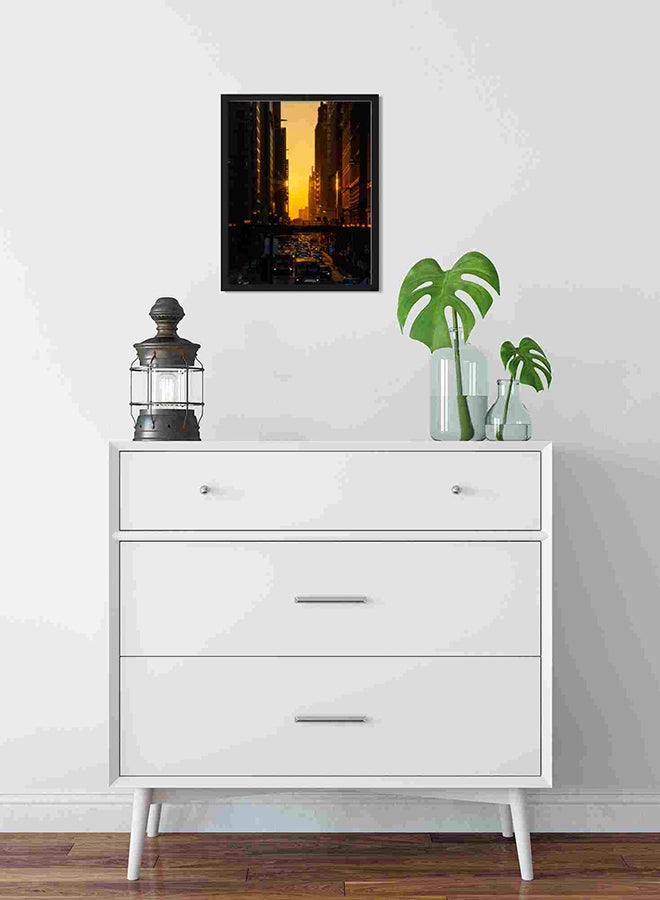 LOWHA Vehicles Passing On Road Between High Rise Building Wall Art Painting Multicolour 32x22x2cm  - Image 2