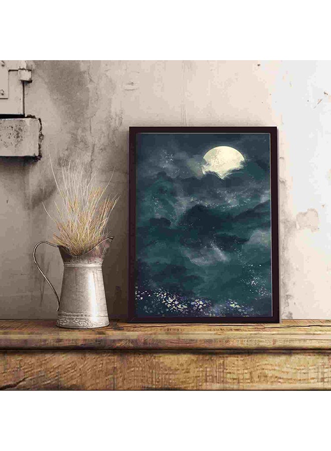 لوحة فنية لديكور الحائط تمثل ضوء النجوم والقمر متعدد الألوان 32x22x2سم - Image 5