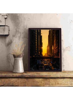 LOWHA Vehicles Passing On Road Between High Rise Building Wall Art Painting Multicolour 32x22x2cm  - Image 5
