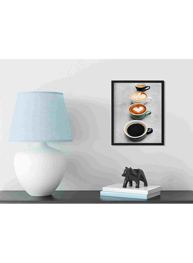 LOWHA Four Assorted Color Mugs Filled With Coffee Wall Art Painting Multicolour 32x22x2centimeter - Image 3