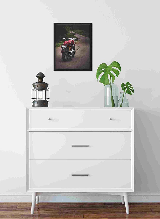 LOWHA Motorcycle Parked On Road Wall Art Painting Multicolour 32x22x2cm  - Image 2
