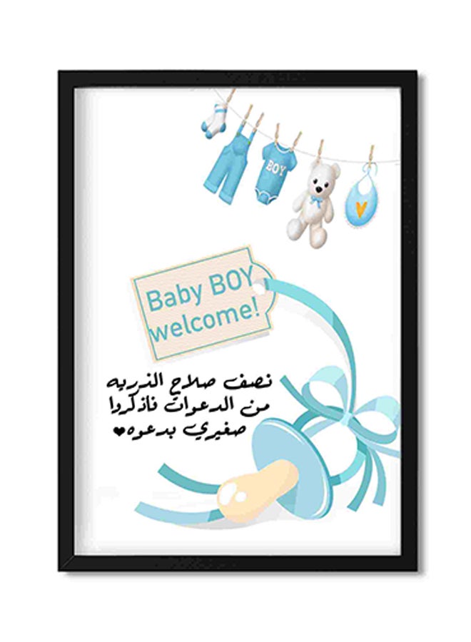 لوحة فنية لديكور الحائط مطبوع عليها عبارة "Baby Boy Welcome" متعدد الألوان 32x22x2Ø³Ù†ØªÙŠÙ…ØªØ± - Image 1