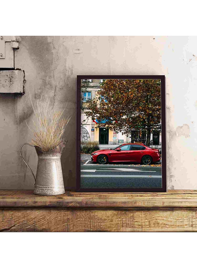 LOWHA Red Sport Car Under Tree Wall Art Painting Multicolour 32x22x2cm - Image 5
