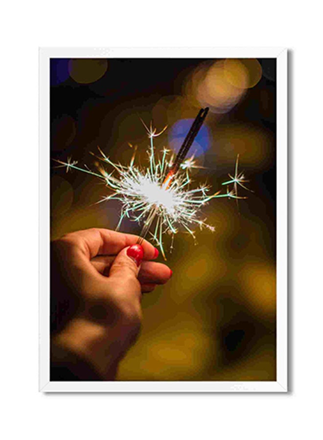 لوحة فنية لديكور الحائط بطبعة ألعاب نارية باللون الرمادي متعدد الألوان 32x22x2سم - Image 1