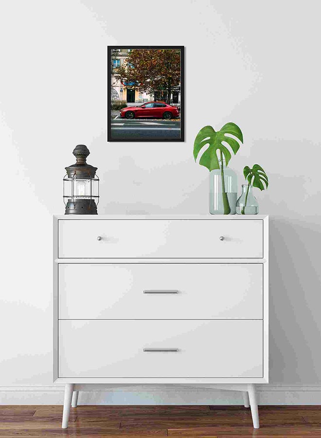 LOWHA Red Sport Car Under Tree Wall Art Painting Multicolour 32x22x2cm - Image 2