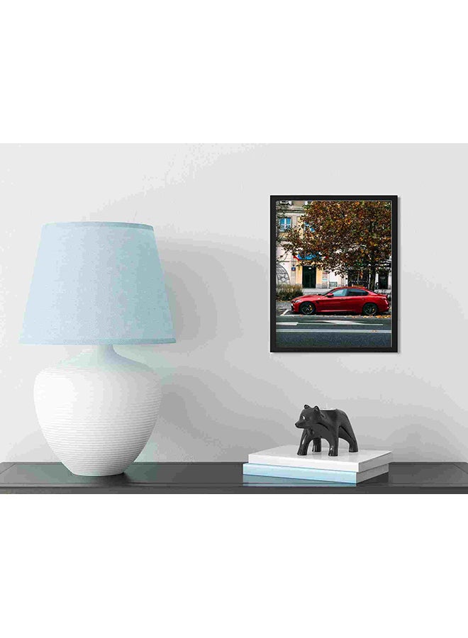 LOWHA Red Sport Car Under Tree Wall Art Painting Multicolour 32x22x2cm - Image 3