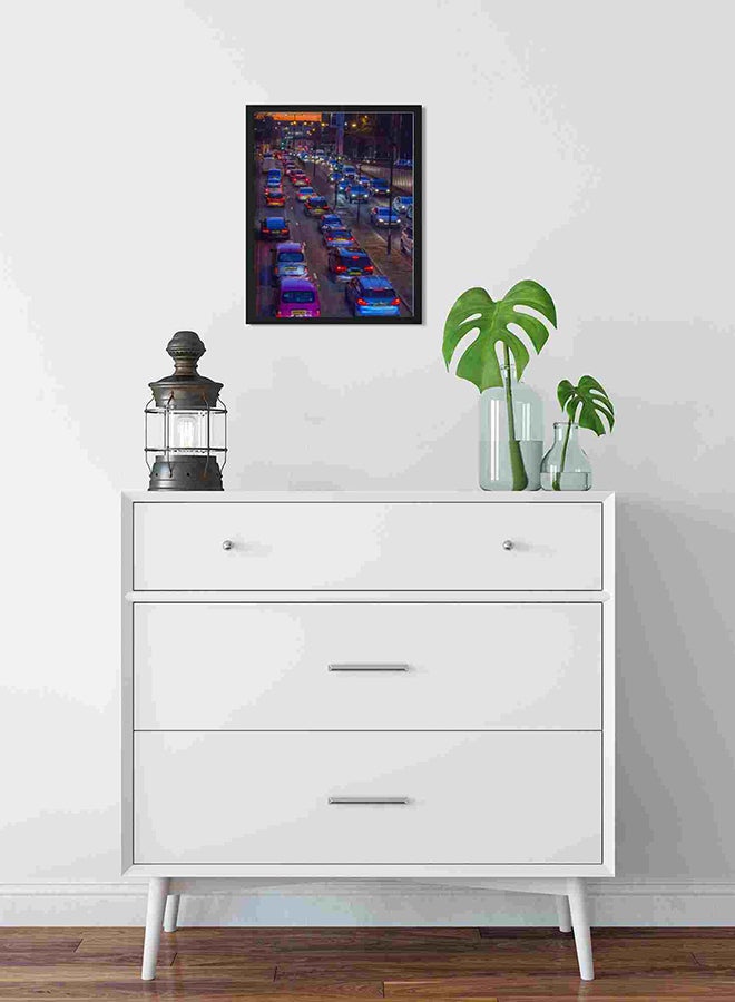 LOWHA Cars On Road During Sunset Wall Art Painting Multicolour 32x22x2cm  - Image 2