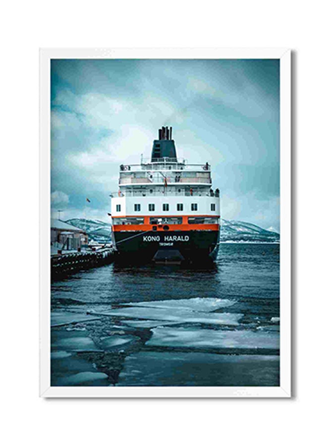 LOWHA Docked Ship Wall Art Painting Multicolour 32x22x2centimeter  - Image 1