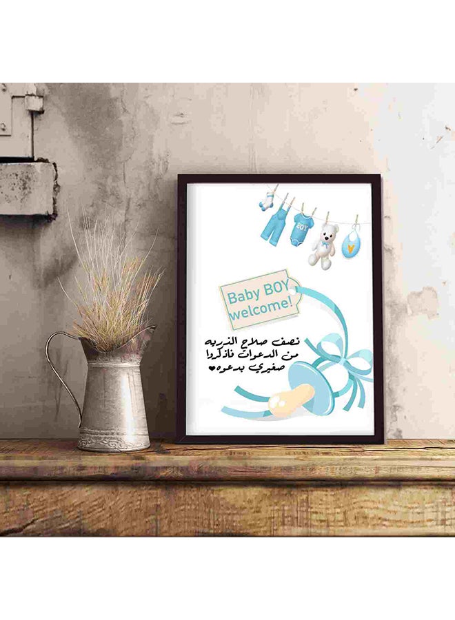 لوحة فنية لديكور الحائط مطبوع عليها عبارة "Baby Boy Welcome" متعدد الألوان 32x22x2Ø³Ù†ØªÙŠÙ…ØªØ± - Image 5