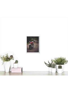 LOWHA Motorcycle Parked On Road Wall Art Painting Multicolour 32x22x2cm  - Image 4