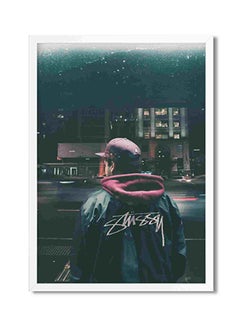 LOWHA Man Standing Beside Road Wall Art Painting Multicolour 32x22x2cm  - Image 1