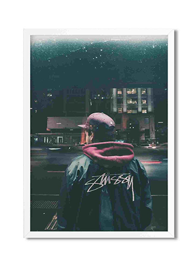 LOWHA Man Standing Beside Road Wall Art Painting Multicolour 32x22x2cm  - Image 1