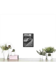 LOWHA Vintage Vehicle On Road Near Building Wall Art Painting Multicolour 32x22x2cm  - Image 4