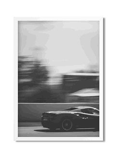 LOWHA Black Frame Sports Coupe On Road Wall Art Painting Multicolour 32x22x2cm  - Image 1