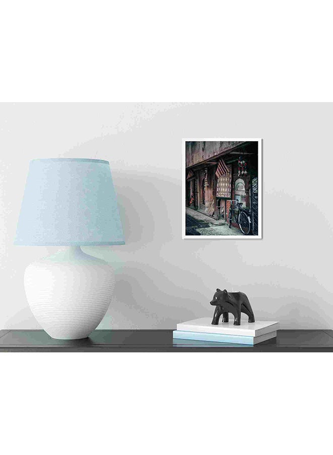 LOWHA - Black Frame Road Bike On Pathwa Wall Art Painting Multicolour 32x22x2cm - Image 1
