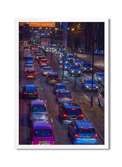 LOWHA Cars On Road During Sunset Wall Art Painting Multicolour 32x22x2cm  - Image 1