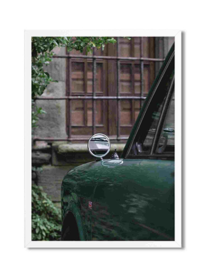 لوحة فنية لديكور الحائط بطبعة سيارة قديمة باللون الأخضر متعدد الألوان 32x22x2سم - Image 1