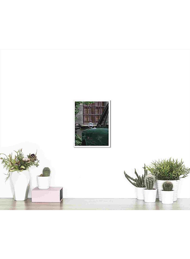 لوحة فنية لديكور الحائط بطبعة سيارة قديمة باللون الأخضر متعدد الألوان 32x22x2سم - Image 4