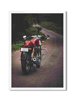 LOWHA Motorcycle Parked On Road Wall Art Painting Multicolour 32x22x2cm  - Image 1