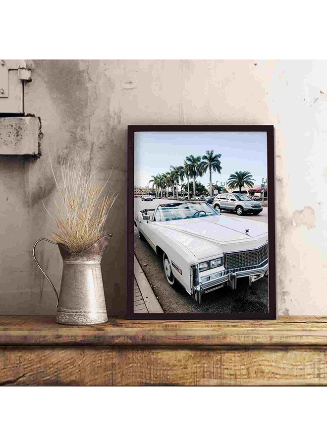 LOWHA Vintage White Coupe Wall Art Painting Multicolour 32x22x2cm - Image 5