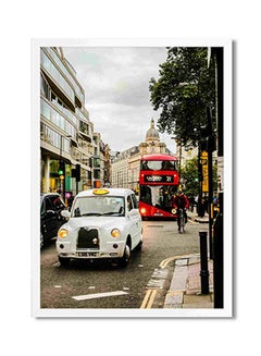 LOWHA White Vehicle Travelling On Road Wall Art Painting Multicolour 32x22x2cm  - Image 1