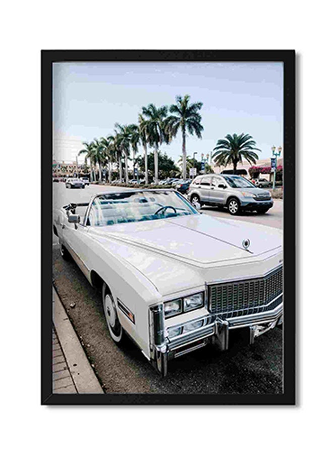 LOWHA Vintage White Coupe Wall Art Painting Multicolour 32x22x2cm - Image 1