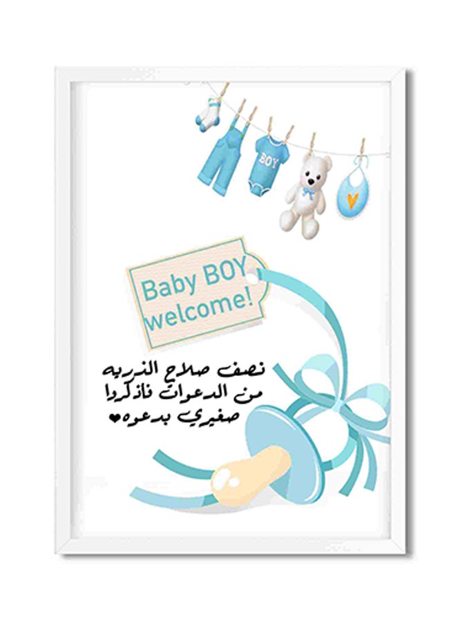لوحة فنية لديكور الحائط مطبوع عليها عبارة "Baby Boy Welcome" متعدد الألوان 32x22x2Ø³Ù†ØªÙŠÙ…ØªØ± - Image 1
