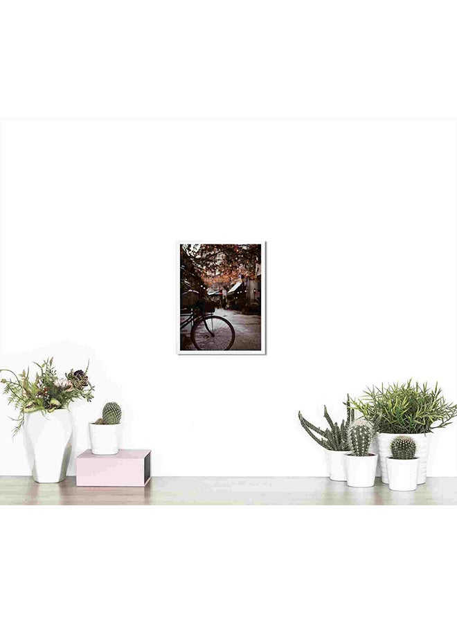 LOWHA Bike With Basket Parked Near Tree Wall Art Painting Multicolour 32x22x2cm  - Image 4