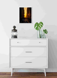 LOWHA Vehicles Passing On Road Between High Rise Building Wall Art Painting Multicolour 32x22x2cm  - Image 2