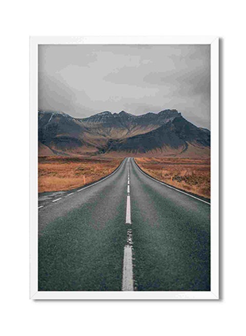 Empty Highway Overlooking Mountain Wall Art Painting Multicolour 32x22x2cm