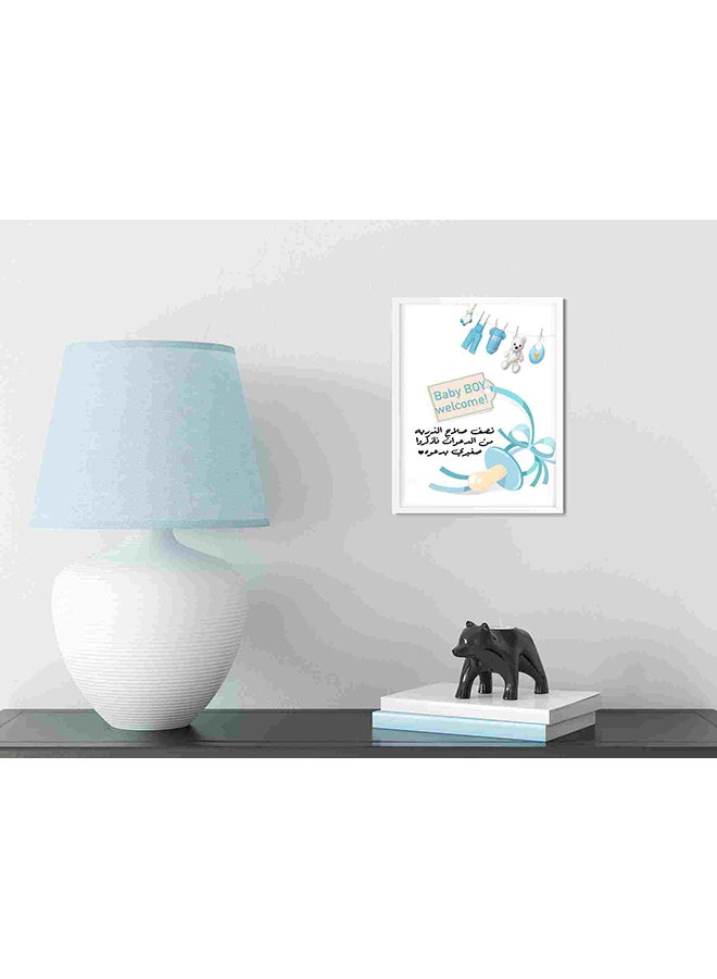 لوحة فنية لديكور الحائط مطبوع عليها عبارة "Baby Boy Welcome" متعدد الألوان 32x22x2Ø³Ù†ØªÙŠÙ…ØªØ± - Image 3