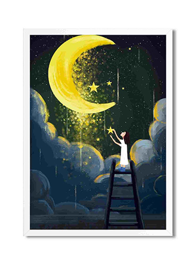 لوحة فنية لديكور الحائط تعبر عن حلول ضوء القمر متعدد الألوان 32x22x2سم - Image 1