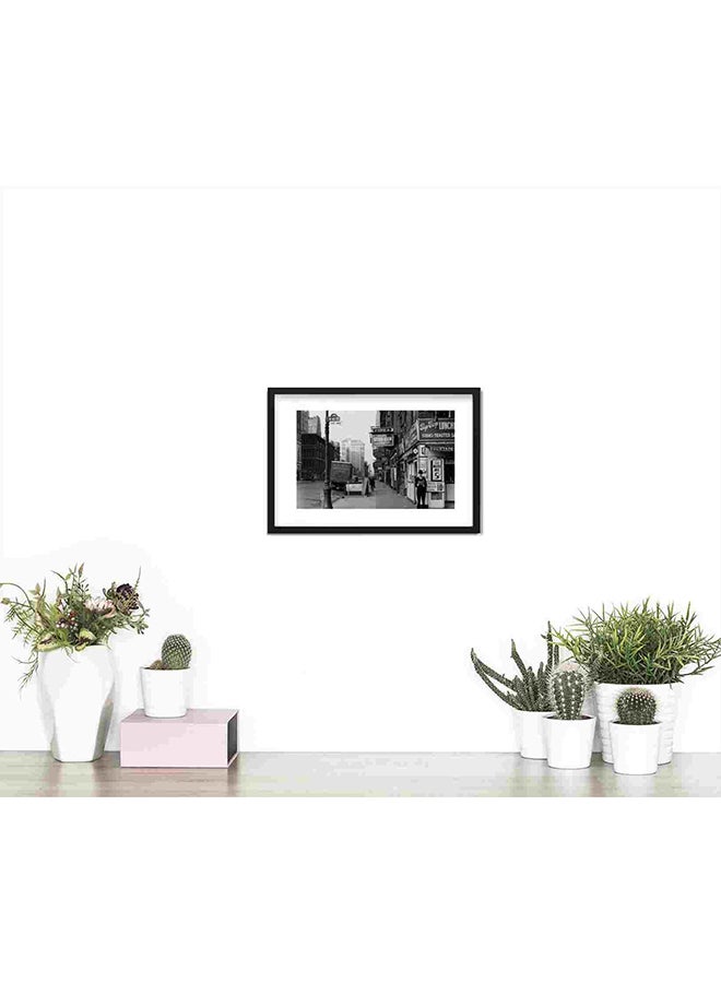 LOWHA Old Black Frame And White Street Wall Art Painting Multicolour 22x32centimeter  - Image 2