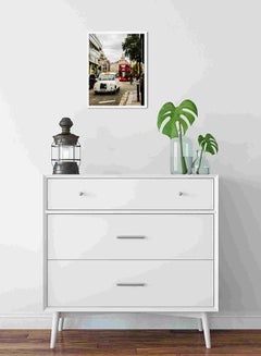 LOWHA White Vehicle Travelling On Road Wall Art Painting Multicolour 32x22x2cm  - Image 2