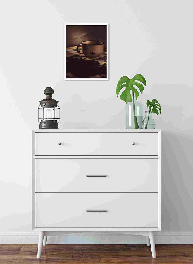 لوحة فنية لديكور الحائط برسمة كوب قهوة أبيض وحبيبات قهوة متعدد الألوان 32x22x2Ø³Ù†ØªÙŠÙ…ØªØ± - Image 2