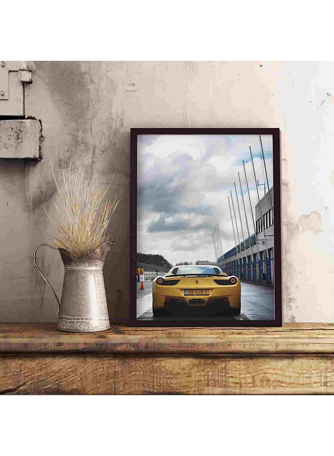 لوحة فنية لديكور الحائط تمثل سيارة فيراري لافيراري صفراء متعدد الألوان 32x22x2سم - Image 5