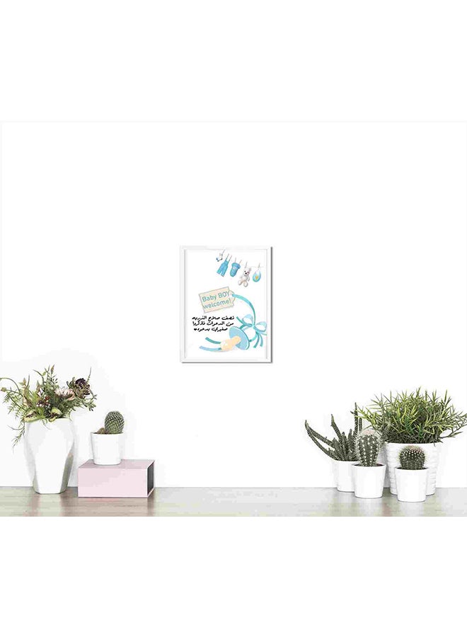 لوحة فنية لديكور الحائط مطبوع عليها عبارة "Baby Boy Welcome" متعدد الألوان 32x22x2Ø³Ù†ØªÙŠÙ…ØªØ± - Image 4