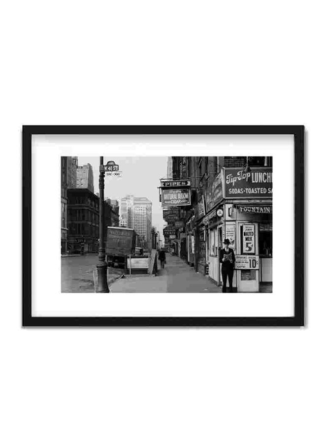 LOWHA Old Black Frame And White Street Wall Art Painting Multicolour 22x32centimeter  - Image 1
