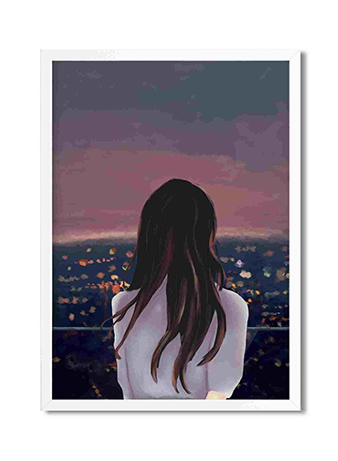LOWHA Night View Girl Wall Art Painting Multicolour 32x22x2cm - Image 1