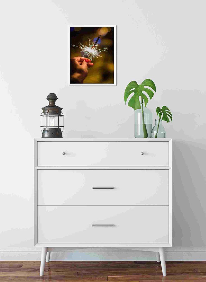 لوحة فنية لديكور الحائط بطبعة ألعاب نارية باللون الرمادي متعدد الألوان 32x22x2سم - Image 2