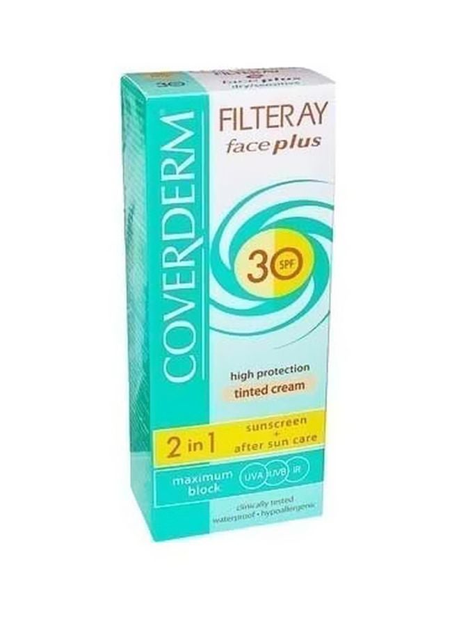 COVERDERM - 2-In-1 Filteray Face Plus Sunscreen And After Sun Cream SPF30 Light Beige Tint 50ml - Image 1