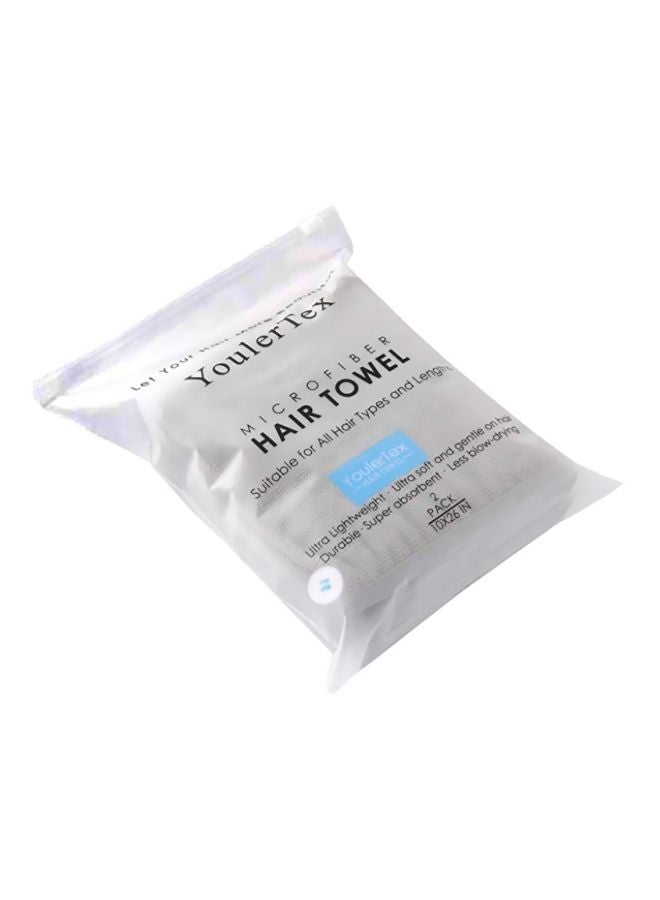 YoulerTex 2-Piece Microfiber Hair Towel Wrap Set Grey