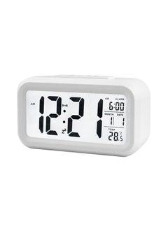 Generic Electronic Digital Alarm Clock With LED Backlight Calendar Date White 13.7x7.5x4.6centimeter 