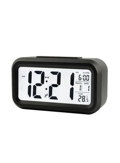 Generic Electronic Digital Alarm Clock With LED Backlight Calendar Date Black 13.7x7.5x4.6cm 