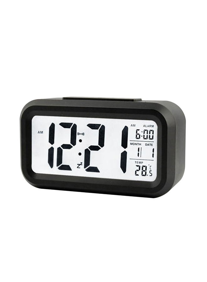Generic - Electronic Digital Alarm Clock With LED Backlight Calendar Date Black 13.7x7.5x4.6cm - Image 1