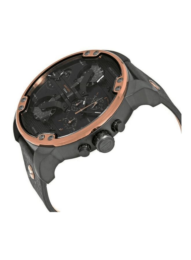 ديزل ساعة يد مستر دادي 2.0 دائرية الشكل بعقارب وسوار من الجلد مقاس 57 مم - لون أسود - DZ7400 للرجال - Image 2